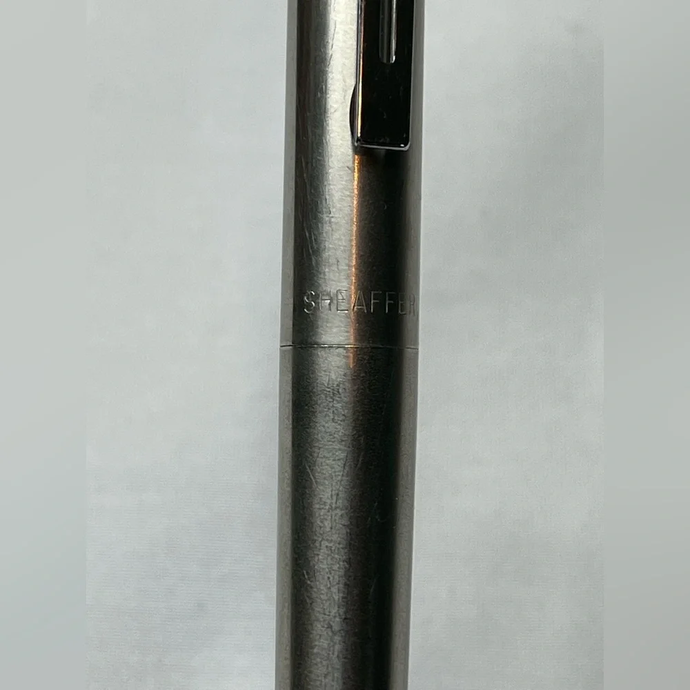 Vintage Sheaffer Targa Brushed Chrome Fountain Pen Steel Medium Nib